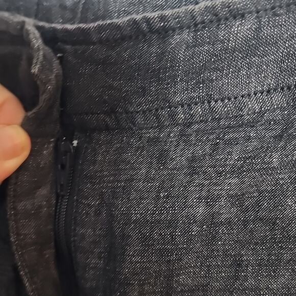 Eileen Fisher Dark Heather Charcoal Gray Organic Linen Pants, Large - Picture 6 of 9